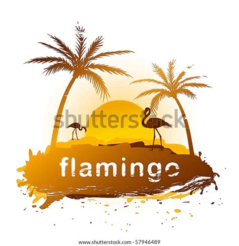 Flamingo On Sunset Beach Vector Stock Vector (Royalty Free) 57946489 | Shutterstock