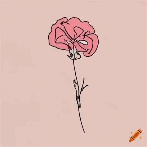 One line drawing of a carnation flower on Craiyon