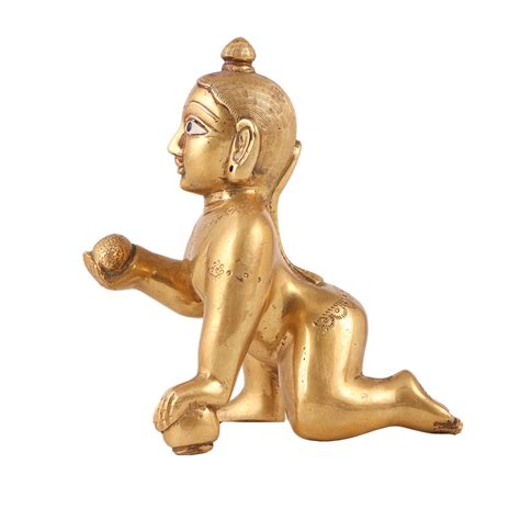 Golden Brass Baby Lord Krishna Statue