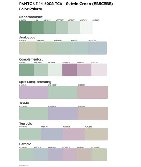 PANTONE 14-6008 TCX - Subtle Green color palettes and color scheme ...