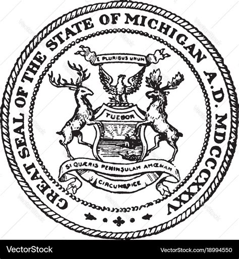 Great seal of the state of michigan vintage Vector Image