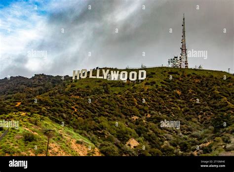 The famous Hollywood sign on the top of Los Angeles Mountain, in the ...