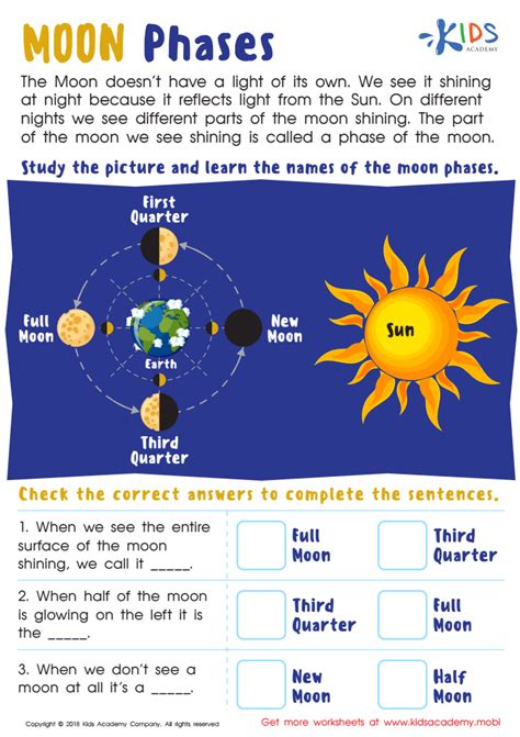 Phases Of The Moon For Kids Printable