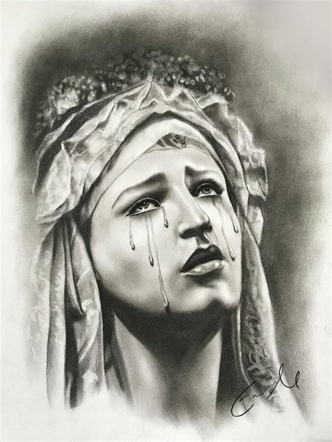 Our Lady of Sorrows Drawing by Eric Armusik