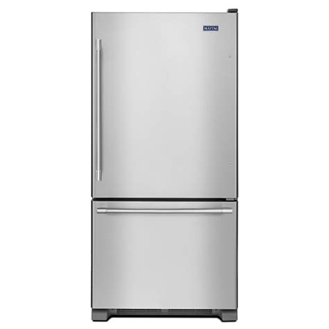 Maytag 30 in. W 19 cu. ft. Bottom Freezer Refrigerator in Fingerprint ...