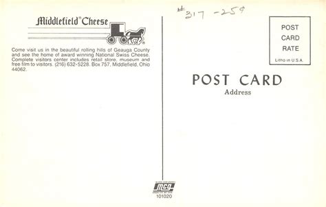 Middlefield Ohio~Middlefield Cheese Of Geauga County~1960 Postcard ...