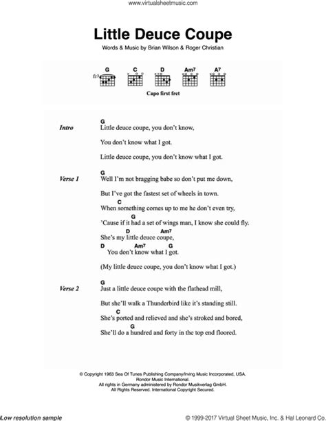 Boys - Little Deuce Coupe sheet music for guitar (chords) v2