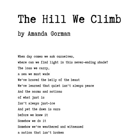 The Hill We Climb Full Poem Printable