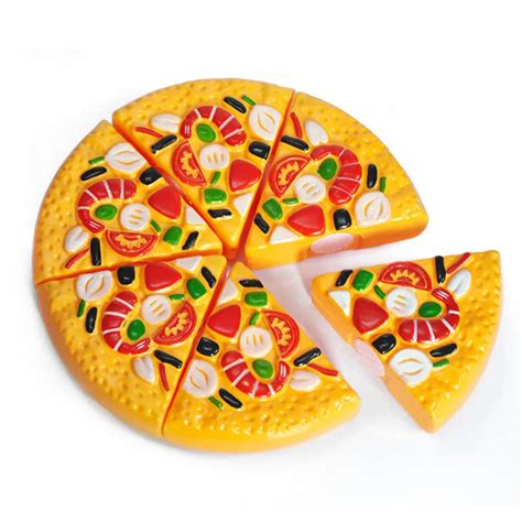 6Pcs Cutting Pizza Kitchen Toy Plastic Cook Fast Food Pretend Play House Educational Toys for ...