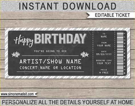 Concert Ticket Template Free Of Concert Gift Tickets Template ...