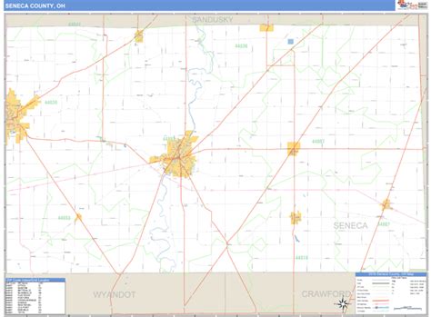 Seneca County, Ohio Zip Code Wall Map | Maps.com.com