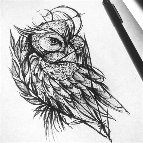 Owl Tattoo Line Drawing – Warehouse of Ideas