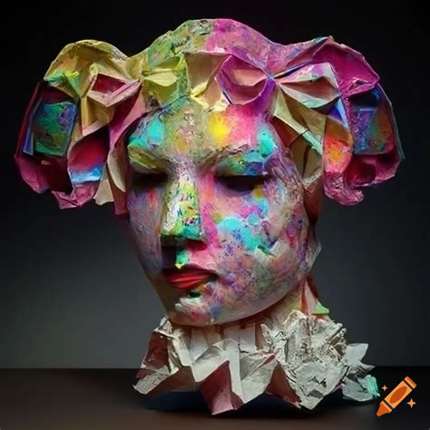 Sculpture of colourful origami figures