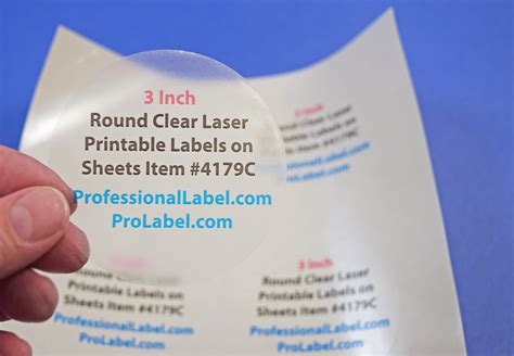 3 inch Round Clear Glossy Laser Printable Labels 50 Sheets 4179C