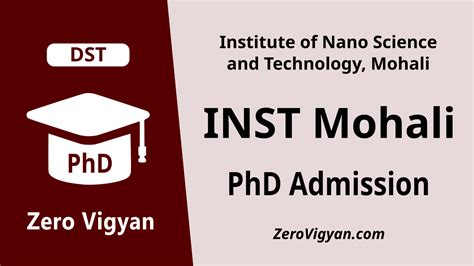 INST Mohali PhD Admission 2024 (Jan): Dates, Application Form » Zero Vigyan