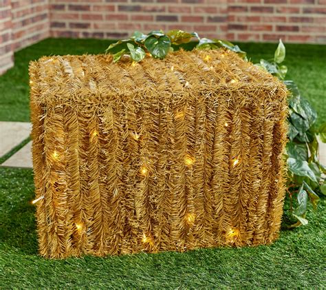 Hay & Harvest Illuminated Collapsible Large Faux Hay Bale - QVC.com