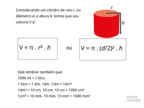 Realizar cálculos práticos com volume e capacidade do cilindro reto ...