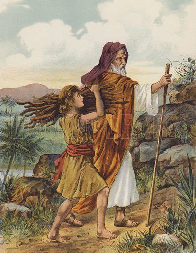 Abraham and Isaac going up Mount Moriah stock image | Look and Learn