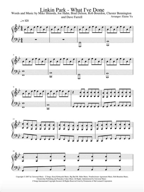 Linkin Park - What I've Done - Piano Sheet Music | Sheet music, Linkin ...