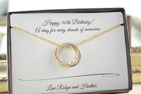 40th Birthday necklace, 4th Anniversary gift, Dainty necklace, 40th Birthday jewelry, 4 Rings 4 ...