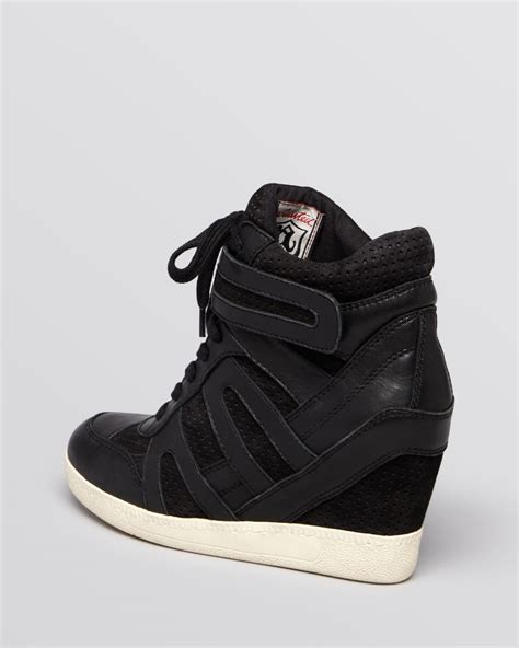 Ash Lace Up Wedge Sneakers Beck Bis in Black | Lyst