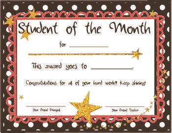 Student of the Month Certificates | Student of the month, Student certificates, Student of the week