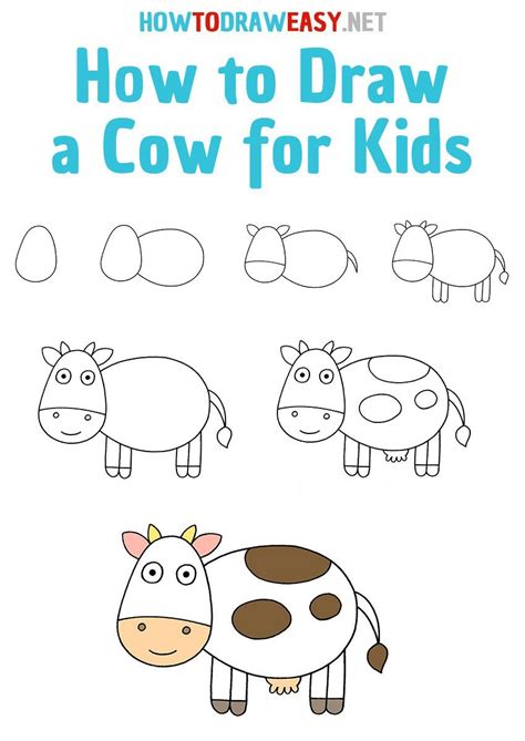 How to Draw a Cow for Kids - How to Draw Easy Drawing Images For Kids, Drawing Lessons For Kids ...