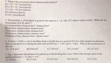 Solved 2. What is the conversion factor between km/h and | Chegg.com