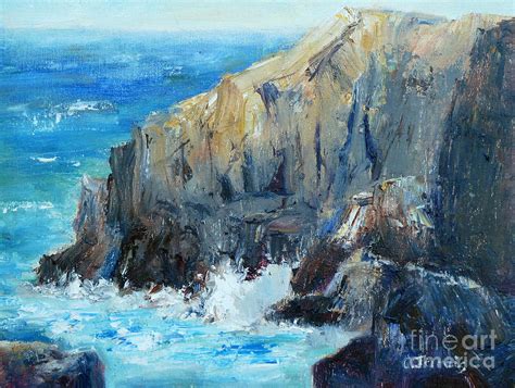 Ocean Cliffs Painting by Carolyn Jarvis