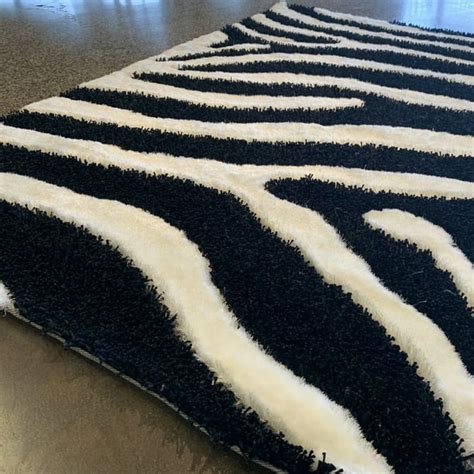 Zebra Animal Print Black & White Shag Long Pile Area Rug/Carpet - Walmart.com - Walmart.com