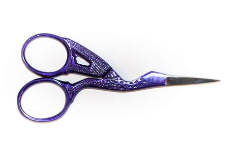 Stork Scissors - Purple Metallic - Quiltak Quilt Basting System