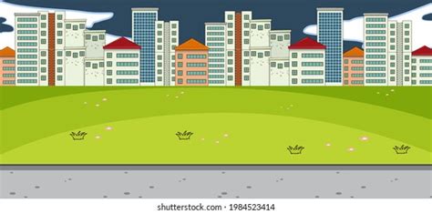 Horizontal Scene Park Cityscape Background Illustration Stock Vector ...