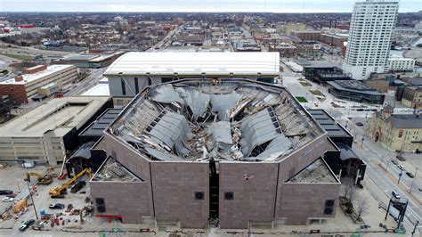 Drone view inside the demolished Bradley Center