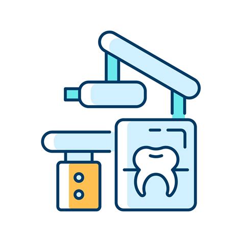 Dental x-ray equipment RGB color icon. Capturing patient mouth in one image. Radiographic ...