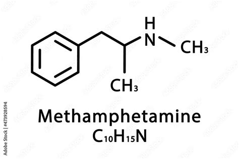 Methamphetamine molecular structure. Methamphetamine skeletal chemical ...