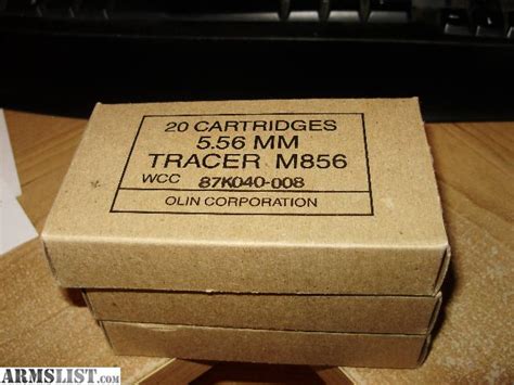 ARMSLIST - For Sale/Trade: M856 TRACER ROUNDS - 5.56 mm Winchester Olin ...