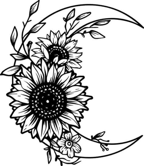 Sunflower Moon Tattoo Design