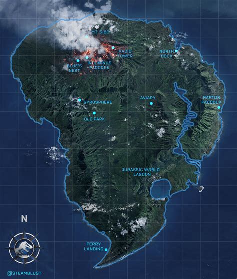 Map of Isla Nublar as of 2018 : r/JurassicPark