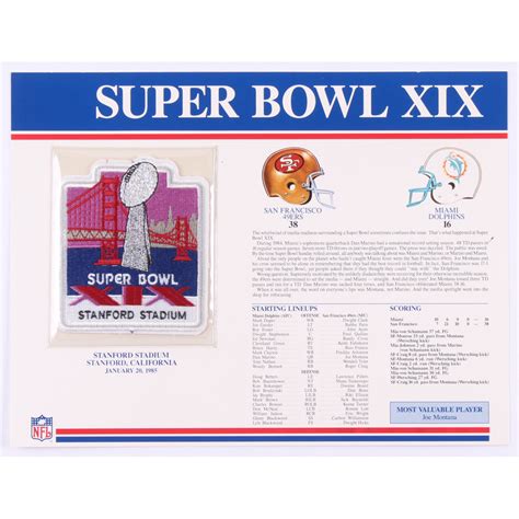 Commemorative Super Bowl XIX Score Card With Patch: San Francisco 49ers Super Bowl Champions ...