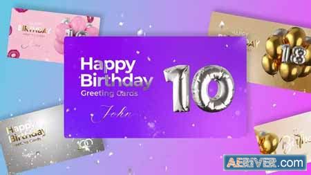 Videohive Happy Birthday Greeting Cards 40194402 Free