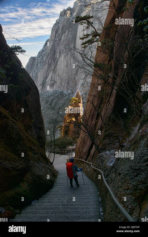 Trekking through Huangshan National Park, Anhui, China Stock Photo - Alamy