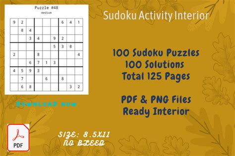 100 Sudoku Puzzle with Solutions Graphic by Jerin Design · Creative Fabrica