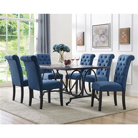 Brassex Inc. Soho 7-Piece Dining Set, Table + 6 Chairs, Blue | The Home ...