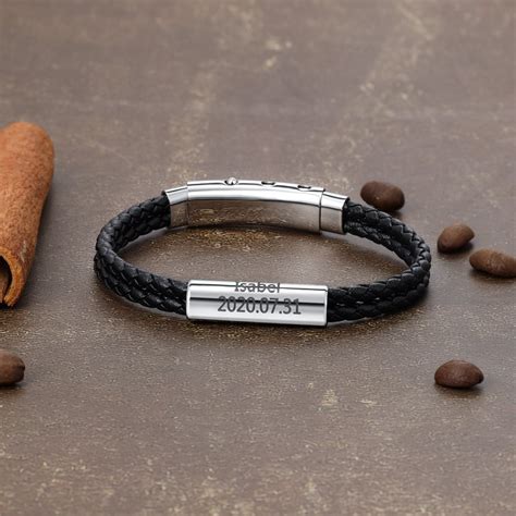 Men Leather Bracelet Custom Text Multi-layer Bracelet for Him