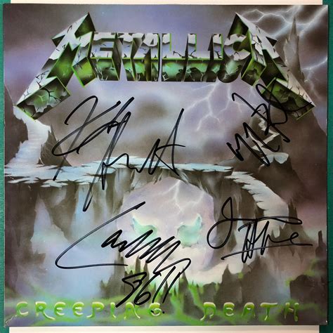 Sold Price: Metallica Creeping Death Album Cover Signed By James , Kirk , Cliff , And Lars ...