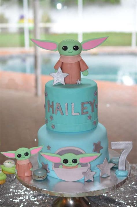 Hailey's Baby Yoda Birthday! | CatchMyParty.com Star Wars Birthday Cake ...