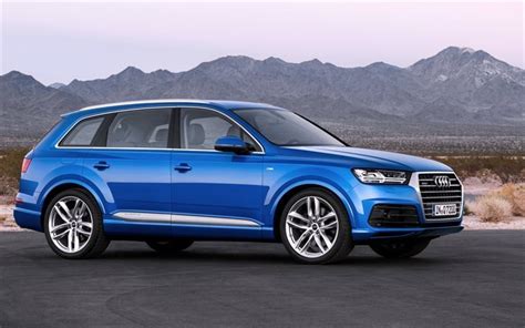 Download wallpapers Audi Q7, 2016, TFSI quattro, blue Q7, suv, luxury cars, blue Audi for ...