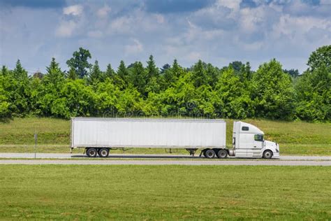 White Tractor-Trailer Truck with Great Copy Space Stock Photo - Image ...