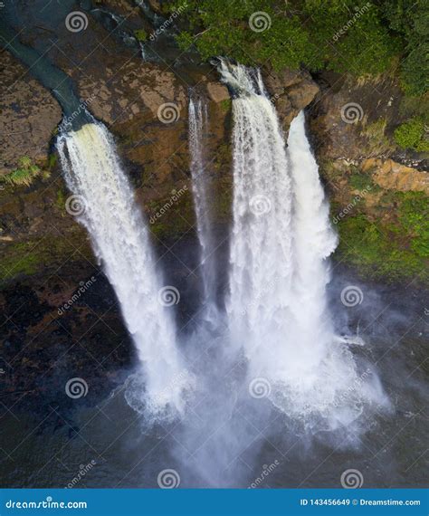 Kauai Kailua Falls stock image. Image of drone, west - 143456649