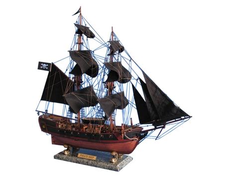 Buy Wooden Caribbean Pirate Ship Model Limited 26 Inch - Black Sails